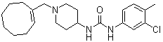 N-(3-氯-4-甲基苯基)-N'-[1-(1-环辛烯-1-基甲基)-4-哌啶基]脲分子结构 (CAS 590393-14-9)