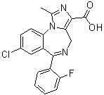 CAS # 59468-44-9, 8-Chloro-6-(2-fluorophenyl)-1-methyl-4H-imidazo[1,5-a][1,4]benzodiazepin-3-carboxylic acid