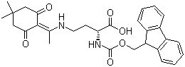 (2R)-4-[[1-(4,4-二甲基-2,6-二氧代环己亚基)乙基]氨基]-2-[[(9H-芴-9-基甲氧基)羰基]氨基]丁酸分子结构 (CAS 596797-14-7)