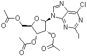 CAS # 5987-76-8, 2-Iodo-6-chloro-9-(2',3',5'-tri-O-acetyl-beta-D-ribofuranosyl)purine, 6-Chloro-2-iodo-9-(2,3,5-tri-O-acetyl-beta-D-ribofuranosyl)-9H-purine
