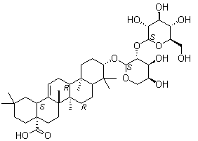 齐墩果酸 3-O-beta-D-葡吡喃糖基 (1→2)-alpha-L-吡喃阿拉伯糖苷分子结构 (CAS 60213-69-6)