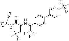 (2S)-N-(1-氰基环丙基)-4-氟-4-甲基-2-[[(1S)-2,2,2-三氟-1-[4'-(甲基磺酰基)[1,1'-联苯]-4-基]乙基]氨基]戊酰胺分子结构 (CAS 603139-19-1)