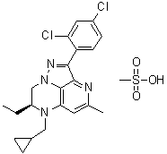 structure of CAS# 603151-83-3, (7S)-6-(Cyclopropylmethyl)-2-(2,4-dichlorophenyl)-7-ethyl-7,8-dihydro-4-methyl-6H-1,3,6,8a-tetraazaacenaphthylene methanesulfonate (1:1)