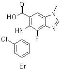 6-(4-溴-2-氯苯基氨基)-7-氟-3-甲基-苯并咪唑-5-羧酸分子结构 (CAS 606144-04-1)