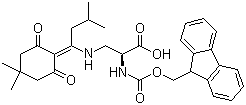 structure of CAS# 607366-20-1, Fmoc-3-[[1-(4,4-二甲基-2,6-二氧代环己亚基)-3-甲基丁基]氨基]-L-丙氨酸