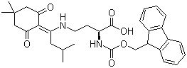 structure of CAS# 607366-21-2, N-芴甲氧羰基-N'-[1-(4,4-二甲基-2,6-二氧代环己-1-亚基)-3-甲基丁基]-L-2,4-二氨基丁酸