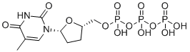CAS # 611-60-9, 2',3'-Dideoxythymidine triphosphate, ddTTP, [hydroxy-[[(2S,5R)-5-(5-methyl-2,4-dioxopyrimidin-1-yl)oxolan-2-yl]methoxy]phosphoryl] phosphono hydrogen phosphate