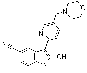 2-羟基-3-[5-[(吗啉-4-基)甲基]吡啶-2-基]-1H-吲哚-5-甲腈分子结构 (CAS 612487-72-6)