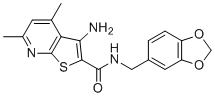 3-氨基-N-(1,3-苯并二氧杂环戊烯-5-基甲基)-4,6-二甲基噻吩并[2,3-b]吡啶-2-甲酰胺分子结构 (CAS 612514-42-8)