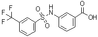 structure of CAS# 613657-60-6, 3-[[[3-(Trifluoromethyl)phenyl]sulfonyl]amino]benzoic acid