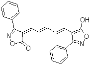 structure of CAS# 61389-30-8, 4-[5-(5-羟基-3-苯基-4-异噁唑基)-2,4-戊二烯亚基]-3-苯基-5(4H)-异噁唑酮