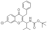 structure of CAS# 618430-24-3, [1-[7-Chloro-4-oxo-3-(phenylmethyl)-4H-1-benzopyran-2-yl]-2-methylpropyl]carbamic acid 1,1-dimethylethyl ester