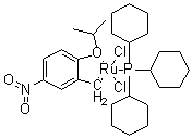 structure of CAS# 625082-83-9, (TB-5-23)-Dichloro[[2-(1-methylethoxy)-5-nitrophenyl]methylene](tricyclohexylphosphine)ruthenium