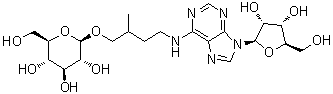 CAS # 62512-95-2, 2-Methyl-4-[(9-beta-D-ribofuranosyl-9H-purin-6-yl)amino]butyl beta-D-glucopyranoside, Dihydrozeatin-O-glucoside riboside