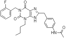 CAS 登录号：628279-07-2, N-[4-[[3-丁基-1-[(2-氟苯基)甲基]-2,3,6,9-四氢-2,6-二氧代-1H-嘌呤-8-基]甲基]苯基]乙酰胺