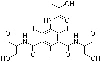 CAS # 62883-00-5, Iopamidol, N,N'-Bis(2-hydroxy-1-(hydroxymethyl)ethyl)-5-((2-hydroxy-1-oxopropyl)amino)-2,4,6-triiodo-1,3-Benzenedicarboxamide
