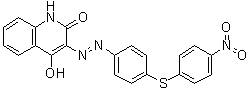 CAS # 6300-45-4, 4-Hydroxy-3-[2-[4-[(4-nitrophenyl)thio]phenyl]diazenyl]-2(1H)-quinolinone, NSC 45587