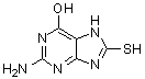 2-氨基-6-羟基-8-巯基嘌呤分子结构 (CAS 6324-72-7)