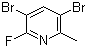 3,5-二溴-2-氟-6-甲基吡啶分子结构 (CAS 632628-07-0)