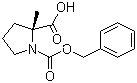 structure of CAS# 63399-74-6, N-苄氧羰基-2-甲基-D-脯氨酸