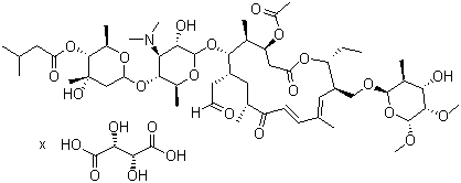 CAS # 63428-13-7, Tylosin 3-acetate 4B-(3-methylbutanoate) (2R,3R)-2,3-dihydroxybutanedioate