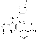 2-(4-氟苯基)-1,6-二氢-6-甲基-4-[3-(三氟甲基)苯基]二吡唑并[3,4-b:3',4'-d]吡啶-3(2H)-酮分子结构 (CAS 635324-72-0)