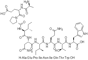 L-丙氨酰-L-alpha-谷氨酰-L-脯氨酰-L-异亮氨酰-L-天冬氨酰胺酰-L-异亮氨酰-L-谷氨酰胺酰-L-苏氨酰-L-色氨酸分子结构 (CAS 637300-00-6)