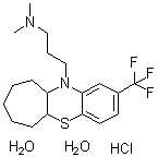 CAS # 63917-55-5, 6,7,8,9,10,10a-Hexahydro-N,N-dimethyl-2-(trifluoromethyl)benzo[b]cyclohepta[e][1,4]thiazine-11(5aH)-propanamine monohydrochloride dihydrate