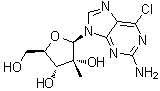 6-氯-9-(2-C-甲基-beta-D-呋喃核糖基)-9H-嘌呤-2-胺分子结构 (CAS 640725-74-2)