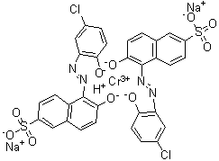 CAS # 6408-02-2, C.I. Acid Violet 56, Erganil Violet C, Fenapal Violet 3R, Neolan Violet 3R, Nyasol Fast Violet 3R, Oxanal Violet 3RB, Palatine Fast Violet 3RN, Palatine Fast Violet 3RNA-CF, Palatine Violet 3RNA-CF, Pilate Fast Violet 3RN, Bis[5-[(5-chloro-2-hydroxyphenyl)azo]-6-hydroxy-2-naphthalenesulfonato]-Chromate disodium hydrogen