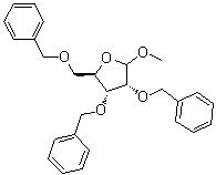 structure of CAS# 64363-77-5, Methyl 2,3,5-tri-O-benzyl-D-ribofuranoside