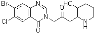CAS # 64544-01-0, 7-Bromo-6-chloro-3-[3-(3-hydroxy-2-piperidinyl)-2-oxopropyl]-4(3H)-quinazolinone