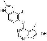 4-(4-氟-2-甲基-1H-吲哚-5-氧基)-5-甲基吡咯并[2,1-f][1,2,4]三嗪-6-醇分子结构 (CAS 649735-41-1)