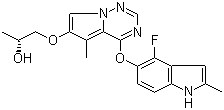 1-[[4-[(4-氟-2-甲基-1H-吲哚-5-基)氧基]-5-甲基吡咯并[2,1-f][1,2,4]三嗪-6-基]氧基]-2-丙醇分子结构 (CAS 649735-46-6)