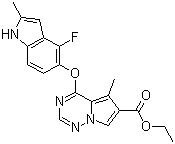 structure of CAS# 649736-29-8, 4-(4-氟-2-甲基-1H-吲哚-5-氧基)-5-甲基吡咯并[2,1-f][1,2,4]三嗪-6-羧酸乙酯