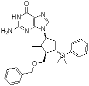 6-O-苄基-4-脱羟基-4-二甲基苯基硅烷基恩替卡韦分子结构 (CAS 649761-24-0)