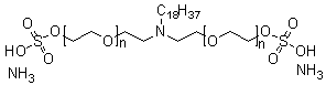 CAS # 65086-41-1, alpha,alpha'-[(Octadecylimino)di-2,1-ethanediyl]bis[omega-(sulfooxy)poly(oxy-1,2-ethanediyl)] diammonium salt