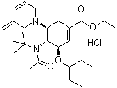 structure of CAS# 651324-08-2, (3R,4R,5S)-4-N-乙酰基(叔丁基)氨基-5-N,N-二烯丙基氨基-3-(1-乙基丙氧基)-1-环己烯-1-甲酸乙酯单盐酸盐