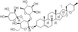 CAS # 65604-80-0, Ophiopogonin D', Diosgenin 3-O-[alpha-L-rhamnopyranosyl-(1-2)][beta-D-xylopyranosyl-(1-3)]-beta-D-glucopyranoside