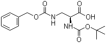 structure of CAS# 65710-57-8, (S)-2-[(tert-Butoxycarbonyl)amino]-3-(benzyloxycarbonylamino)propionic acid
