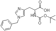 structure of CAS# 65717-64-8, N-Boc-1-phenylmethyl-D-histidine