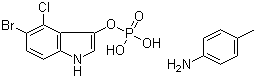 structure of CAS# 6578-06-9, 5-溴-4-氯-3-吲哚基磷酸酯对甲苯胺盐