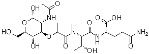 CAS # 66112-59-2, N-(N-Acetylmuramoyl)-L-threonyl-D-alpha-glutamine, N-Acetylmuramoyl-L-threonyl-D-isoglutamine, RS 37449, SAF 1, SAF-m, Temurtide, Termurtide