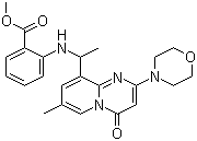 structure of CAS# 663620-71-1, 2-[[1-[7-甲基-2-(吗啉-4-基)-4-氧代吡啶并[1,2-a]嘧啶-9-基]乙基]氨基]苯甲酸甲酯