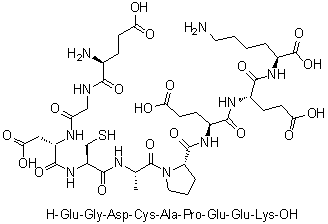 L-alpha-谷氨酰甘氨酰-L-alpha-天冬氨酰-L-半胱氨酰-L-丙氨酰-L-脯氨酰-L-alpha-谷氨酰-L-alpha-谷氨酰-L-赖氨酸分子结构 (CAS 663897-70-9)