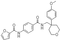 structure of CAS# 664993-53-7, N-[4-[[[[四氢-4-(4-甲氧基苯基)-2H-吡喃-4-基]甲基]氨基]羰基]苯基]-2-呋喃甲酰胺