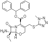 structure of CAS# 66510-99-4, (6R,7R)-7-氨基-7-甲氧基-3-[(1-甲基-1H-四唑-5-基硫)甲基]-8-氧代-5-氧杂-1-氮杂双环[4.2.0]辛-2-烯-2-羧酸二苯甲基酯