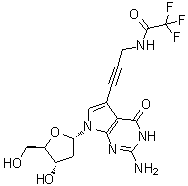 CAS # 666847-77-4, N-[3-[2-Amino-7-(2-deoxy-beta-D-erythro-pentofuranosyl)-4,7-dihydro-4-oxo-3H-pyrrolo[2,3-d]pyrimidin-5-yl]-2-propyn-1-yl]-2,2,2-trifluoroacetamide, 7-TFA-ap-7-Deaza-dG