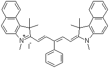 1,1,3-三甲基-2-[(1E,3Z)-3-苯基-5-(1,1,3-三甲基-1,3-二氢-2H-苯并[e]吲哚-2-亚基)-1,3-戊二烯基]-1H-苯并[e]吲哚鎓碘化物分子结构 (CAS 66753-40-0)