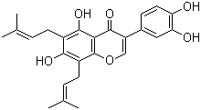 6,8-二异戊烯基香豌豆苷元分子结构 (CAS 66777-70-6)